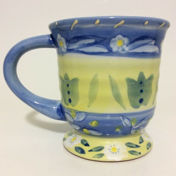 LES Fleurs Coffee Mug Cup Oversized Hand Painted - Picture 4 of 8